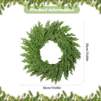 4PCS Christmas Norfolk Pine Wreath,Christmas Wreath for Front Door, Artificial Green Wreath Greenery Realistic Wreath Holiday Decoration for Holiday Thanksgiving Fall Winter Decor