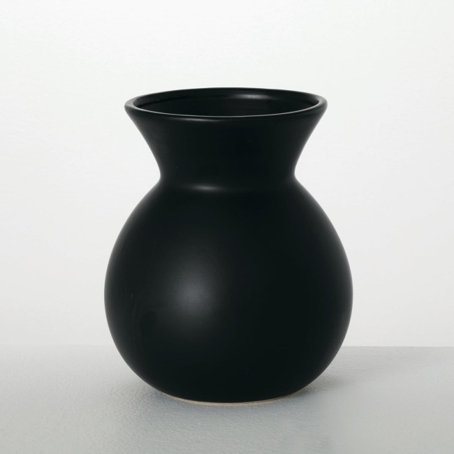  Ceramic Black Matte Vase, Modern Home Decor, 8.25 inches, Kitchen, Living Room, Office Decor, Versatile Indoor Decoration