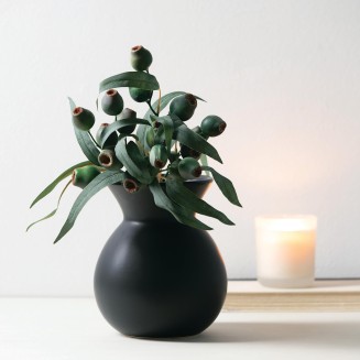  Ceramic Black Matte Vase, Modern Home Decor, 8.25 inches, Kitchen, Living Room, Office Decor, Versatile Indoor Decoration