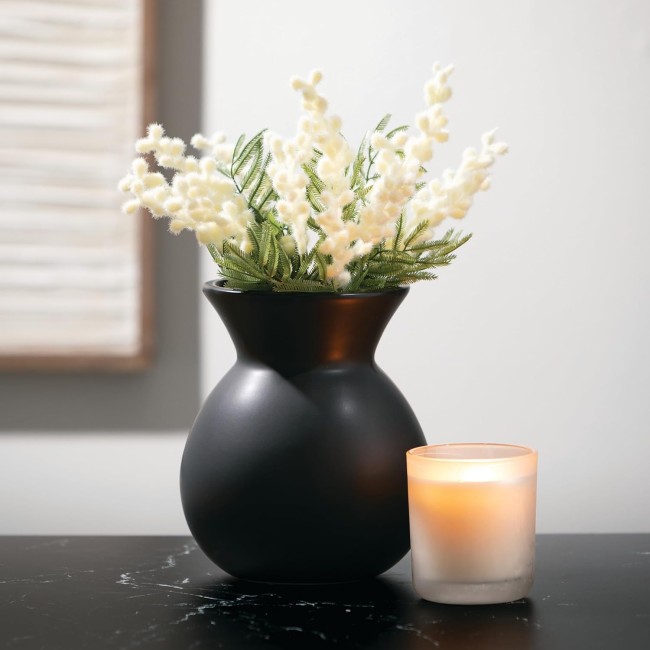  Ceramic Black Matte Vase, Modern Home Decor, 8.25 inches, Kitchen, Living Room, Office Decor, Versatile Indoor Decoration