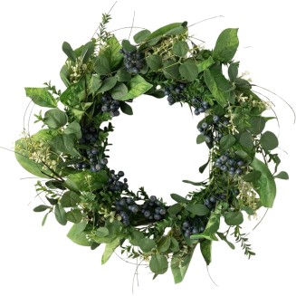  23.5 Inch Leaf and Berry Wreath, Spring and Summer Artificial Wreath, Everyday Wreath, Front Door Wreaths, Indoor & Outdoor Wreaths, Door, Entryway, Porch Décor