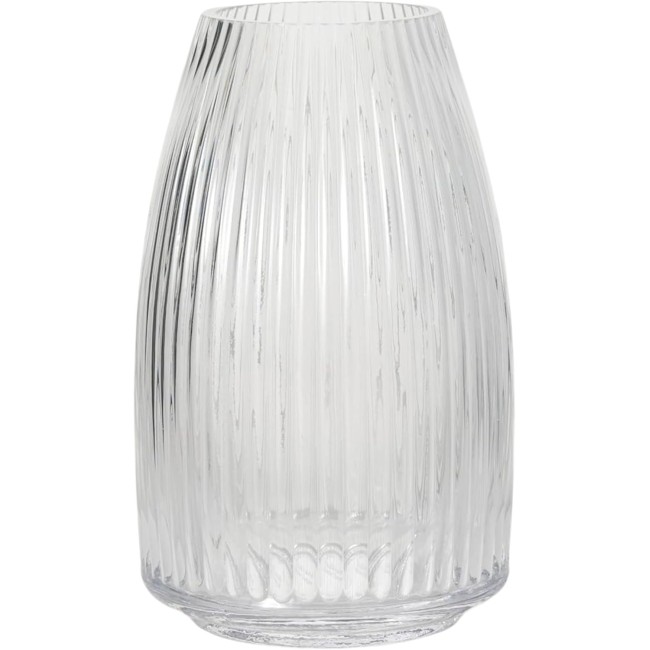  Ribbed Glass Vase, Flower Vase for Modern Home Decor, Minimalist Vase for Shelf and Table, Vases for Centerpieces, Living Room, Bedroom, Kitchen, and Office Décor, Clear (G8478)