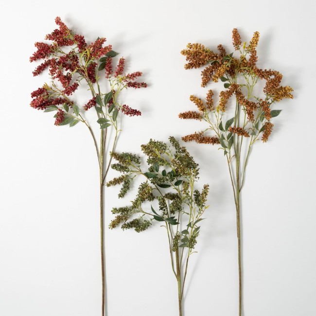  Dried Hops Stems Trio, Artificial Fake Flower, Lifelike Bouquet Centerpiece for Home, Office, Weddings and Gifts Decor