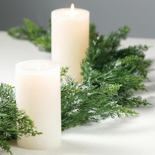  6 ft Lush Green Cedar Garland, Artificial Greenery, Seasonal Holiday Decor, Perfect for Weddings, Fireplace Mantels, Dining and Living Room