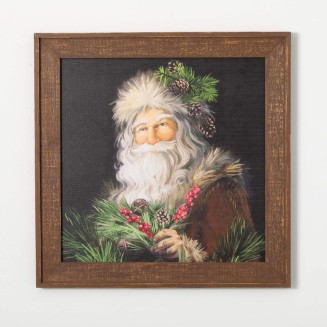 Wooden Santa Wall Art Multicolor 30"H Wood