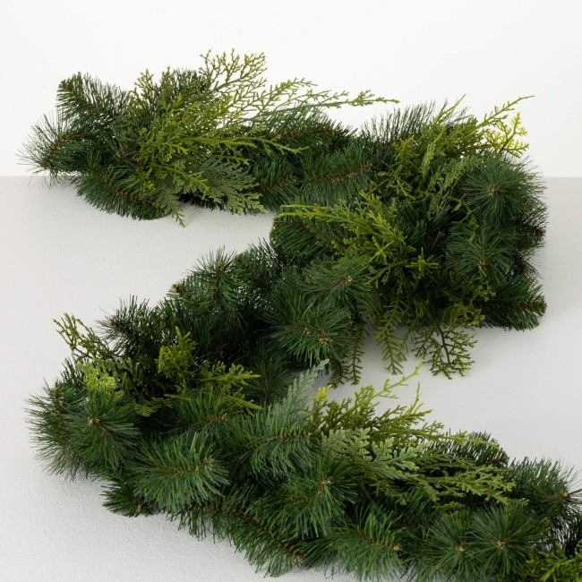  6 ft Lush Green Douglas Fir Garland, Artificial Greenery, Seasonal Holiday Decor, Perfect for Weddings, Fireplace Mantels, Dining and Living Room