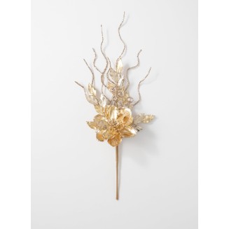  Gold Magnolia Berry Spray, Artificial Fake Flower, Lifelike Bouquet Centerpiece for Home, Office, Weddings and Gifts Decor