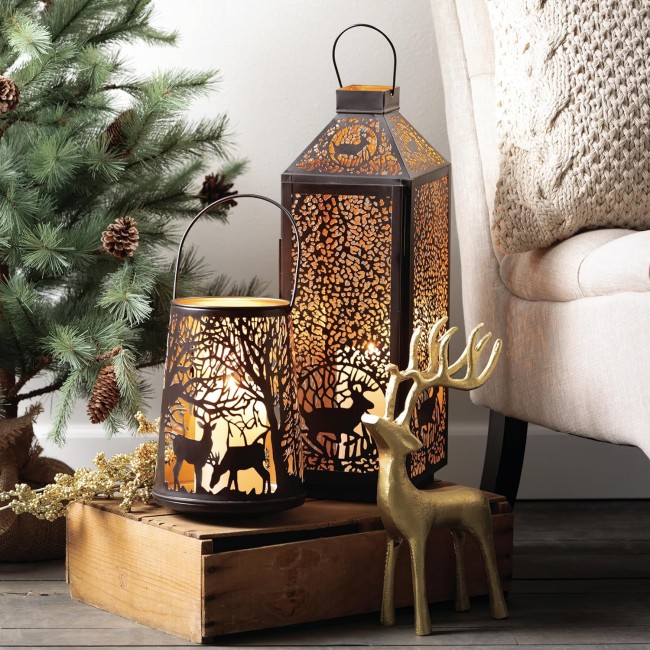 Brown Metal Deer Lantern