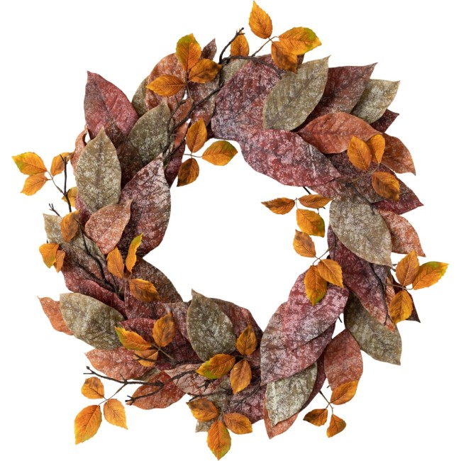  26" Warm Fall Mixed Leaf Wreath, Fall Wreath for Front Door Decor, Indoor & Outdoor Wreaths for Front Door, Entryway, Porch Décor