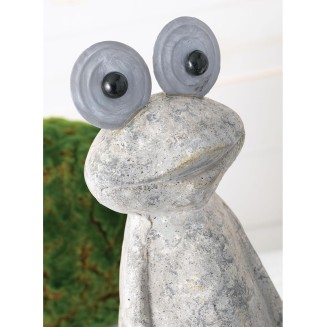 Sulivans Big Eyed Gray Frog Garden Statue, Perfect for a Table Centerpiece, Mantels and Shelf Decoration, Indoor or Outdoor Spring Decor for Home, Office, Patio and Lawn