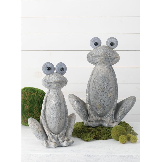 Sulivans Big Eyed Gray Frog Garden Statue, Perfect for a Table Centerpiece, Mantels and Shelf Decoration, Indoor or Outdoor Spring Decor for Home, Office, Patio and Lawn