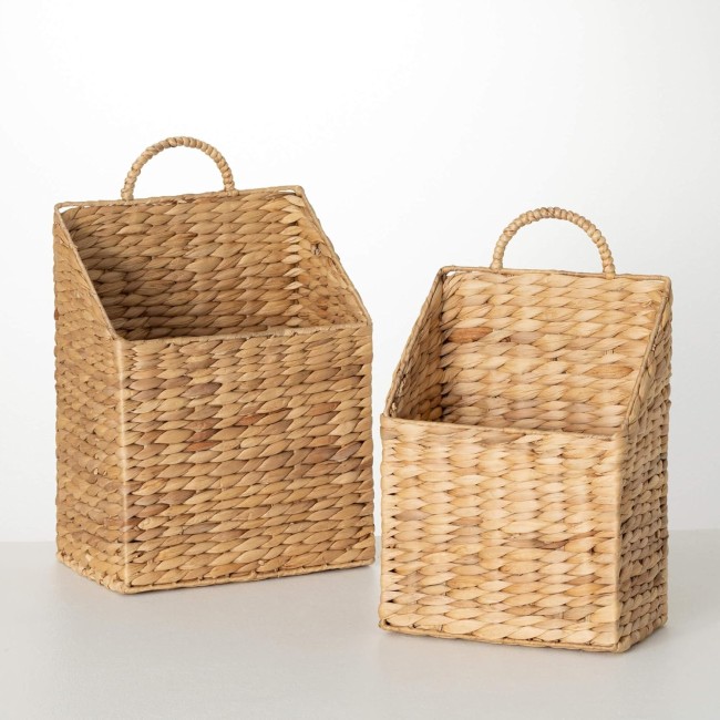  17.5"" & 16"" Natural Handled Floor Baskets Set of 2