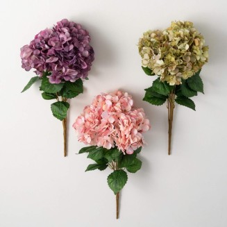  19" Artificial Large Bloom Hydrangea Bush Set of 3, Everyday Home Decor, Artificial Plants Indoor, Artificial Greenery, Room, Kitchen, Office, & Bathroom Décor, Fake Plants