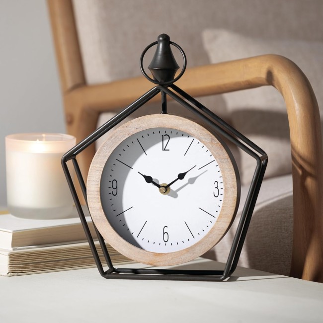  Metal Pentagon Desk Clock with Floating Frame, Ideal for Home Surfaces, Perfect for Bookshelf Decor in Home or Office