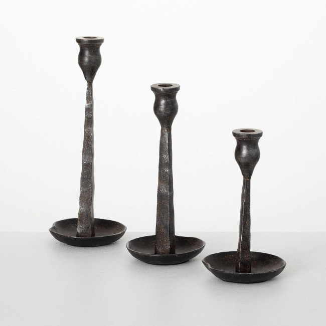  Sleek Black Taper Candle Holder Set of 3, Black Metal Decorative Candle Holders for Table Centerpiece, Perfect for Home Decor, Weddings, Dinning and Gifts