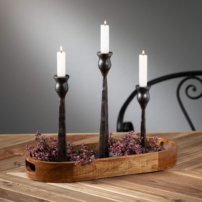  Sleek Black Taper Candle Holder Set of 3, Black Metal Decorative Candle Holders for Table Centerpiece, Perfect for Home Decor, Weddings, Dinning and Gifts