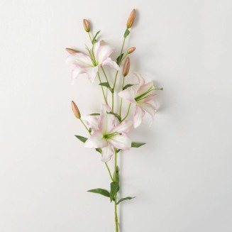  Tall Light Pink Lily Spray, 53-Inch Artificial Flowers, Long Stem Lifelike Lily Flower Bouquet Centerpiece for Home, Office, Weddings and Gifts Décor