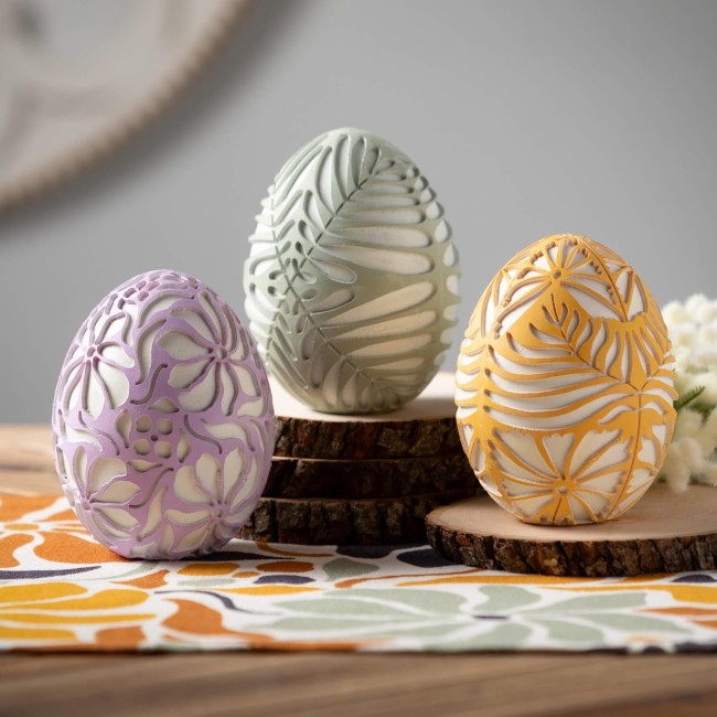 Sulivans Sculpted Egg Figurines Set of 3, Perfect for a Table Centerpiece, Mantels and Shelf Decoration, Small Statue for Indoor Spring Decor for Home, Office, Patio