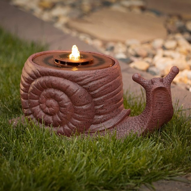  Copper Snail Water Fountain with Easy Set-up Pump and LED Light, Small Desk Waterfall for Meditation, Indoor or Outdoor Garden, Patio, Living Room and Office Home Décor