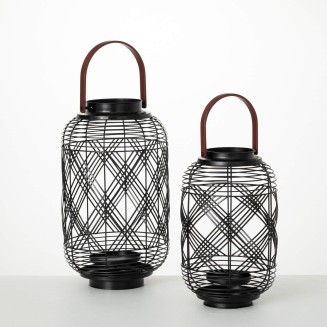  Modern Black Woven Lantern Set, Lanterns, Candle Lanterns, Lantern Decor, Home Decor Accents