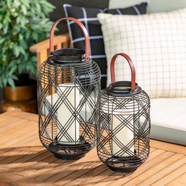  Modern Black Woven Lantern Set, Lanterns, Candle Lanterns, Lantern Decor, Home Decor Accents