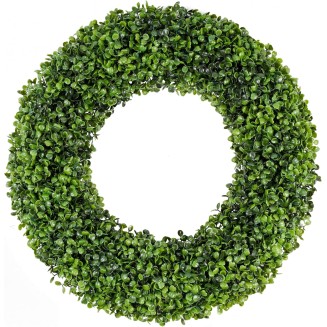 30inch Boxwood Wreath, 30" Artificial Green Leaves Wreath for Front Door Wall Window Farmhouse Porch Patio Garden Indoor Decor Wedding Party Decoration