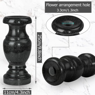 Cemetery Memorial Vase, Natural Granite Stone Flower Vases with Draining Holes for Home Tabletop, Cemetery Flowers, Memorial Grave Headstone Decorations (2Pcs, 10 Inches)