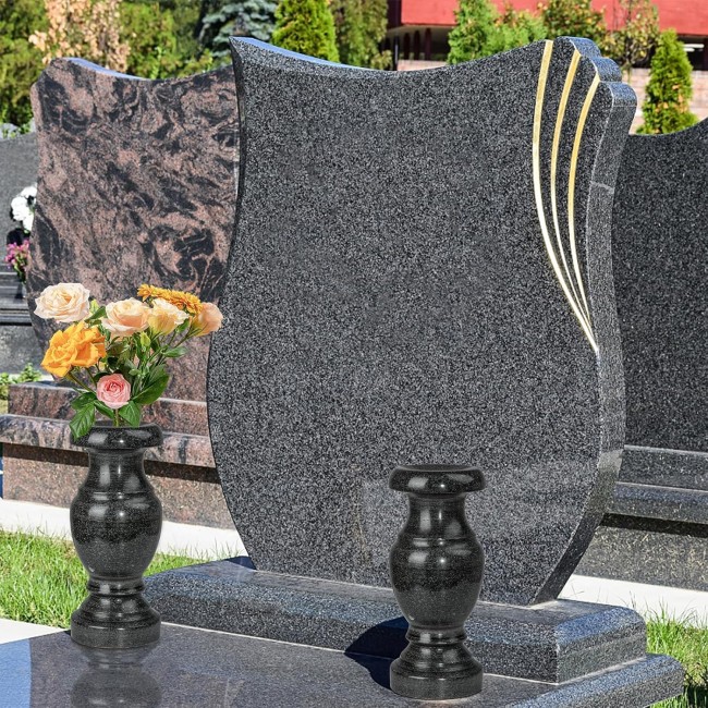 Cemetery Memorial Vase, Natural Granite Stone Flower Vases with Draining Holes for Home Tabletop, Cemetery Flowers, Memorial Grave Headstone Decorations (2Pcs, 10 Inches)