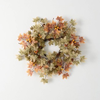  17" Mini Maple Leaf Accent Ring, Fall Mini Wreath, Candle Ring, Perfect for Fireplace Mantels, Dining and Living Rooms