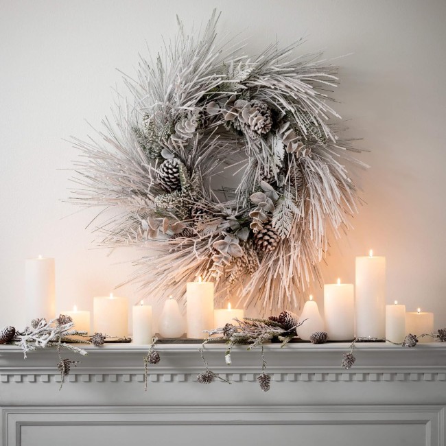  36" Heavy Flocked Wreath, Christmas Wreath, Front Decor Decor, Perfect for Fireplace Mantels, Dining and Living Rooms