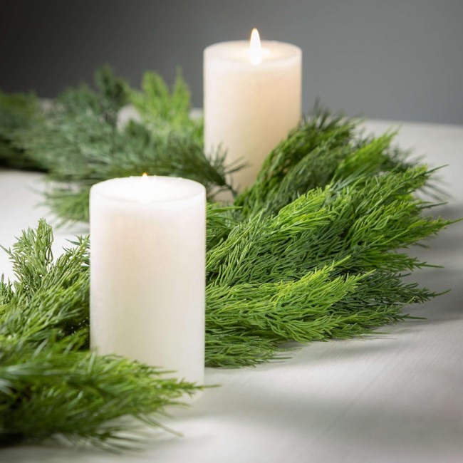  6' Lush Green Cedar Garland, Christmas Decor, Artificial Greenery, Perfect for Fireplace Mantels, Dining and Living Rooms