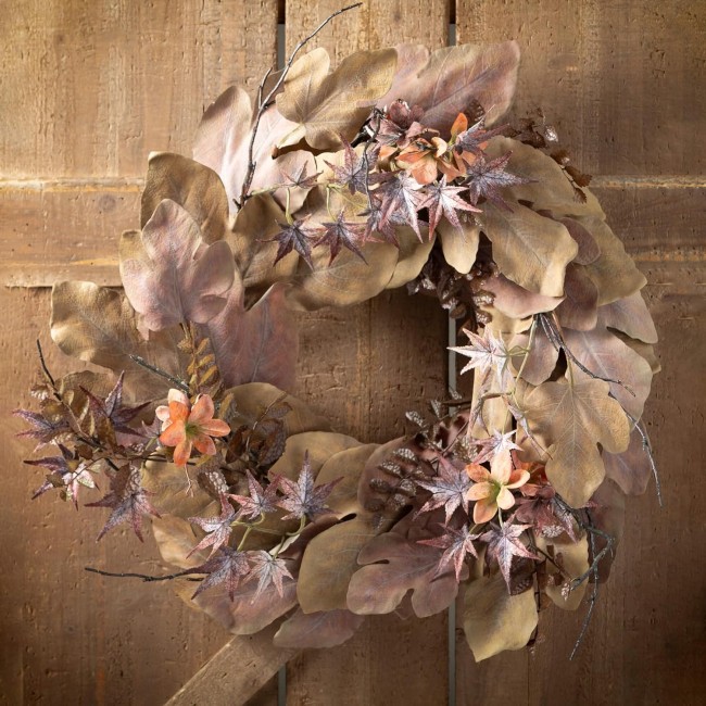  26" Mixed Leaf Rustic, Fall Wreath for Front Door Decor, Perfect for Fireplace Mantels, Dining and Living Rooms