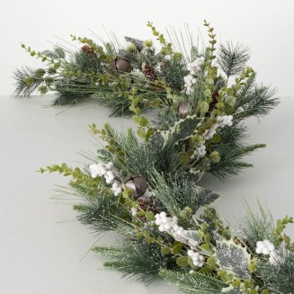  6' Mixed Pine Berry Garland, Christmas Decor, Artificial Greenery, Perfect for Fireplace Mantels, Dining and Living Rooms