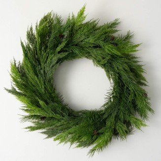  28" Lush Green Cedar Wreath, Christmas Wreath, Front Decor Decor, Perfect for Fireplace Mantels, Dining and Living Rooms