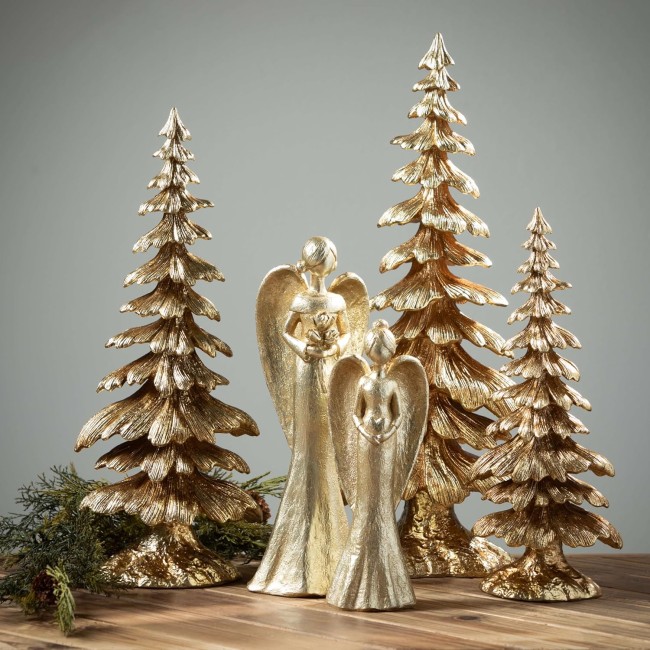  Gold Sleek Gold Angel Figurines, Christmas Decorations, Holiday Home Decor for Bookshelf, Tabletop and Mantel Décor and Gifts