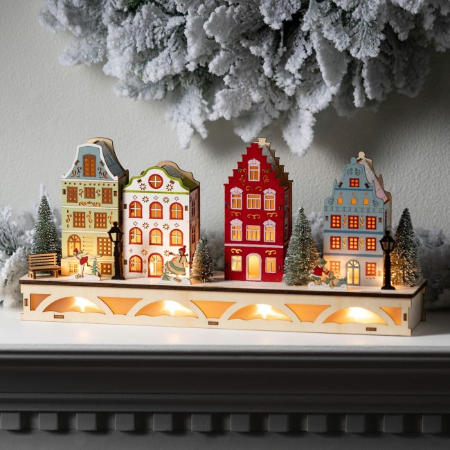  Colorful Lighted House Christmas Village, Christmas Light Up Holiday Tabletop and Mantle Decoration and Gifts