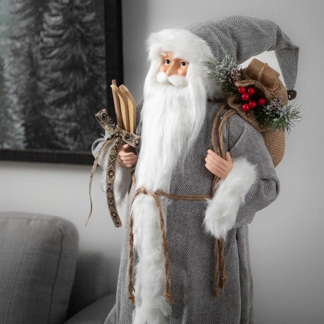  Rustic Santa with Rope Belt, Christmas Santa Claus Decoration for Christmas Holiday Decorating for Mantels and Tabletops