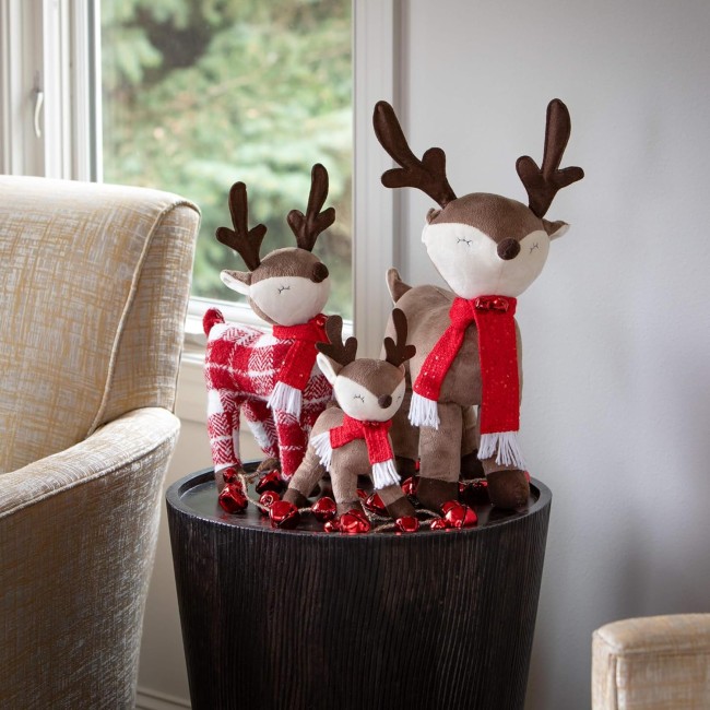  Plush Standing Reindeer, Christmas Decorations, Holiday Home Decor for Bookshelf, Tabletop and Mantel Décor and Gifts