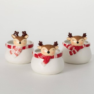  Whimsical Reindeer Containers, Set of 3, Christmas Decorations Candy Dish for Tables, Counters, Small Ceramic Christmas Containers Gifts