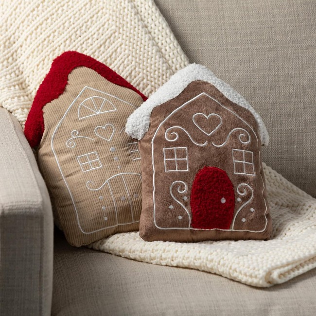  14x10 Gingerbread House Pillows, Christmas Plush Pillow, Couch Throw Pillows, Adorable Holiday Cushion Decorative Pillows for Indoor Christmas Décor