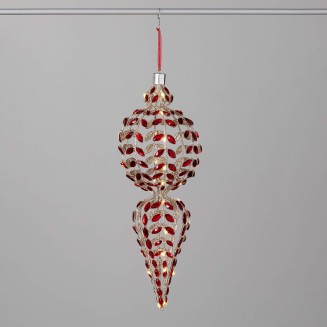  LED Gold Red Gem Finial, Christmas Décor, Christmas Ornaments, Christmas Tree Ornaments, Christmas Decorations Indoor